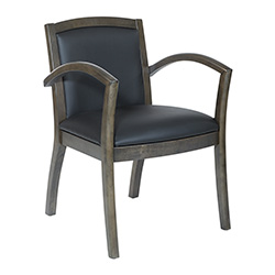 Napa Slate Grey Chair with Full Cushion Back, Black Bonded Leather