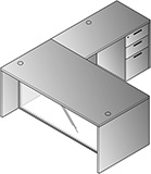 L-Shape W/Glass Modesty Panel 71