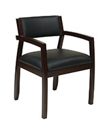 Napa Espresso Guest Chair With Upholstered Back, Black Bonded Leather
