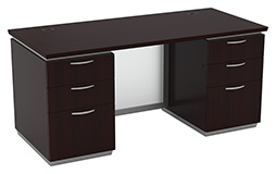 DBL PED DESK 3/CTNS 66X30 KD