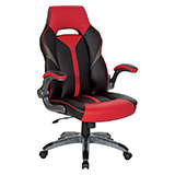 Orion Gaming Chair- Black Faux-Red Accents