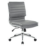 MID BACK ARMLESS-CHARCOAL GREY FAUX LTHR-CHROME BASE-CHAIR KD