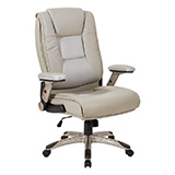 Executive Bonded Leather Chair in Taupe with Cocoa Coated Flip Arms and Coated Nylon Base
