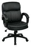 Mid Back Black Bonded Leather Executive Chair with Padded Arms