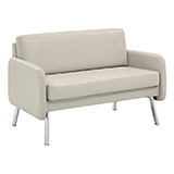 Lounge Loveseat-Cream Faux Leather
