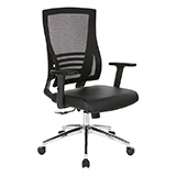 Black Breathable Mesh Back Chair in Black Frame with Bonded Leather Seat and PU Padded Arms