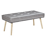 Amity Bench in Sizzle Pewter Fabric with Chrome Legs.