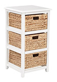 Seabrook Three-Tier Storage Unit With White Finish and Natural Baskets