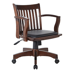 Deluxe Wood Banker's Chair with Vinyl Padded Seat in Espresso Finish