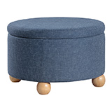 Baynes Storage Ottoman in Navy Fabric